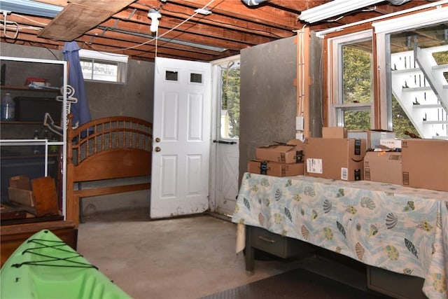 bedroom with concrete flooring