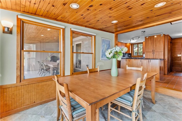 dining area featuring recessed lighting and rail lighting