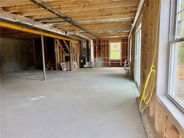 below grade area with heating unit
