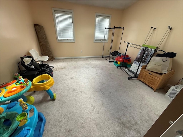 game room with carpet