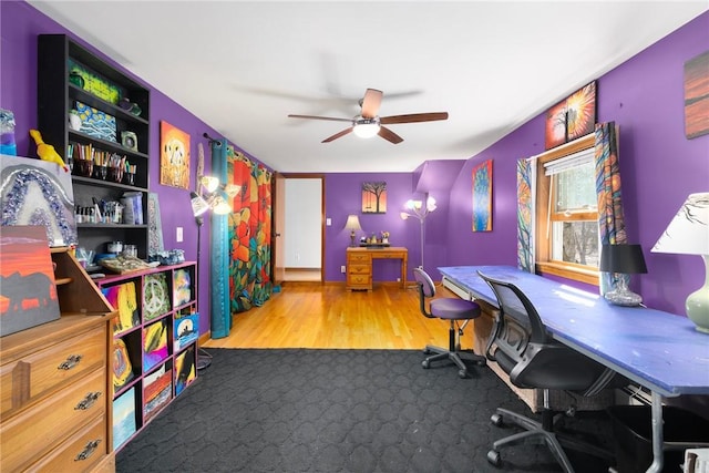135 Eagleville Rd, Tiverton, RI 02878 - home office with ceiling fan and wood finished floors