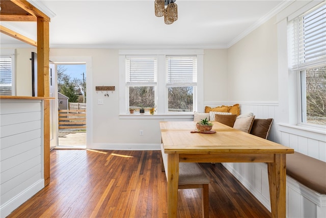 4588 Main Rd, Tiverton, RI 02878 - dining room with hardwood / wood-style floors, ornamental molding, a healthy amount of sunlight, and breakfast area
