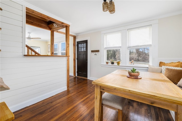 4588 Main Rd, Tiverton, RI 02878 - dining space featuring a wealth of natural light, crown molding, and dark wood finished floors