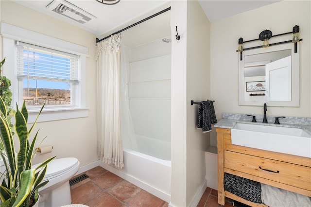 4588 Main Rd, Tiverton, RI 02878 - full bathroom with baseboards, visible vents, toilet, and vanity
