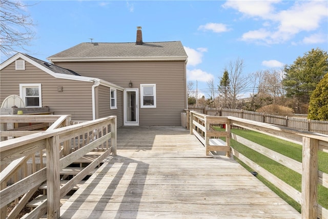 4588 Main Rd, Tiverton, RI 02878 - wooden deck with a lawn and fence