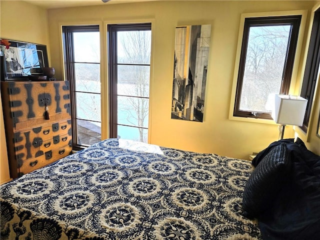 bedroom with multiple windows