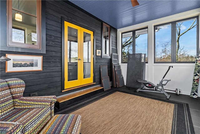 17 Jamaica Way N, Kingstown, RI 02852 - workout room featuring plenty of natural light, french doors, and a ceiling fan