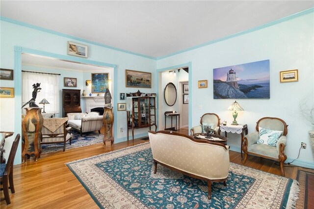 55 Hunter Ave, Newport, RI 02840 - living area featuring wood finished floors and ornamental molding