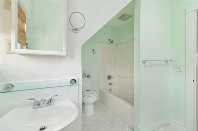 55 Hunter Ave, Newport, RI 02840 - bathroom with toilet, a sink, tile patterned flooring, tub / shower combination, and visible vents