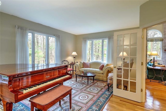 living area with light wood-style floors