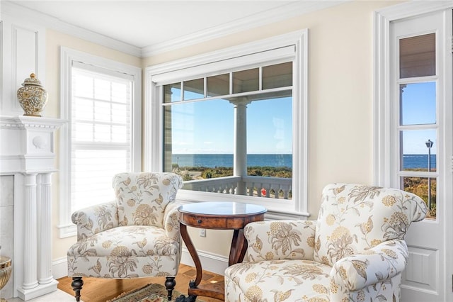 7 Fenway Rd, Westerly, RI 02891 - living area with a water view and crown molding