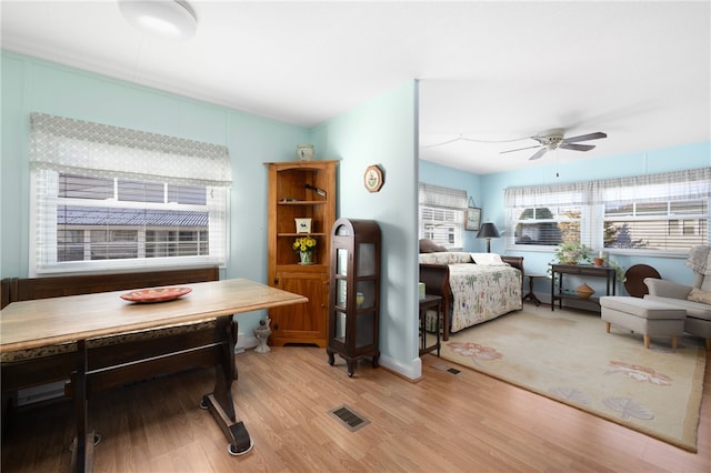 27 Woodward Rd, Lincoln, RI 02865 - dining space featuring ceiling fan, visible vents, and light wood-type flooring