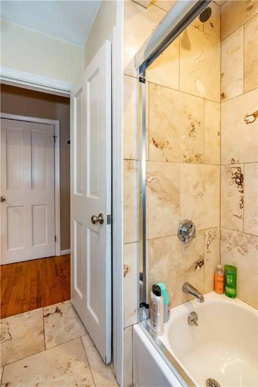 bathroom featuring bathtub / shower combination