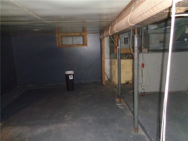 view of unfinished basement