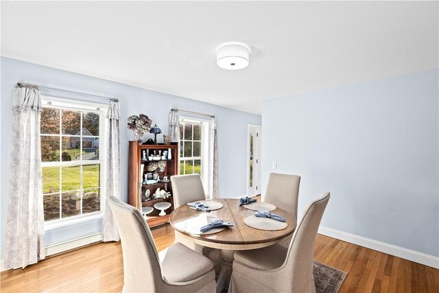 5 Nottingham Way, Freetown, MA 02702 - dining space featuring light wood-style floors, a baseboard radiator, and baseboards