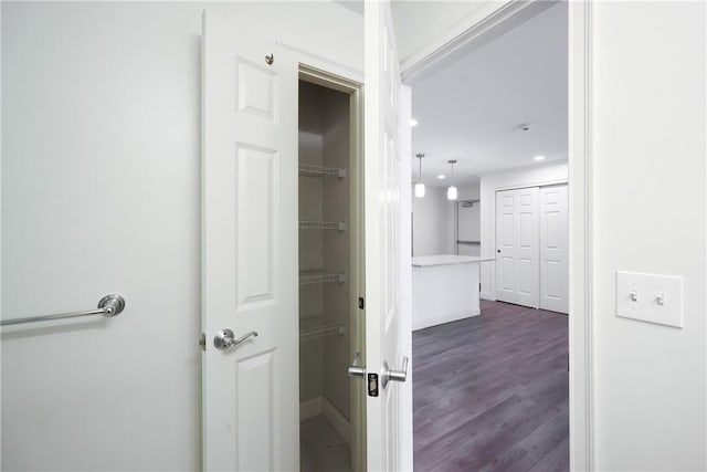 60 Bay Spring Ave Unit A5, Barrington, RI 02806 - hallway with recessed lighting, dark wood-style flooring, and baseboards
