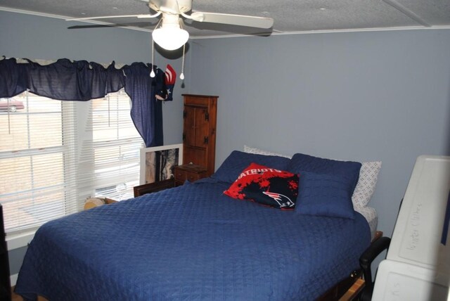 18 Torch Ln, Coventry, RI 02816 - bedroom with a textured ceiling, a ceiling fan, and crown molding