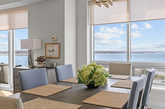 1 Tower Dr Unit 1203, Portsmouth, RI 02871 - dining space with a water view and a healthy amount of sunlight