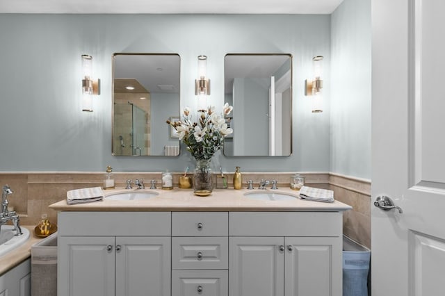 1 Tower Dr Unit 1203, Portsmouth, RI 02871 - bathroom with double vanity, a sink, a bath, and a shower stall