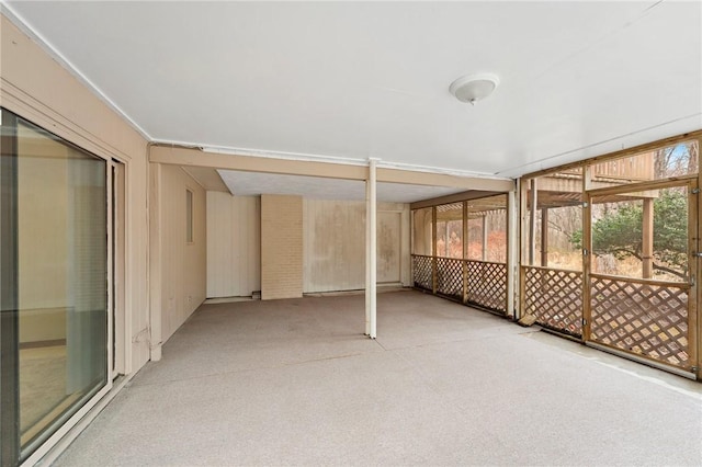view of unfurnished sunroom