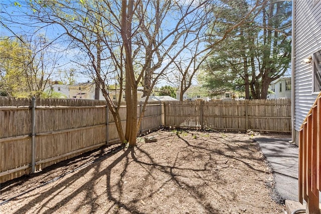 view of yard with a fenced backyard and a patio area
