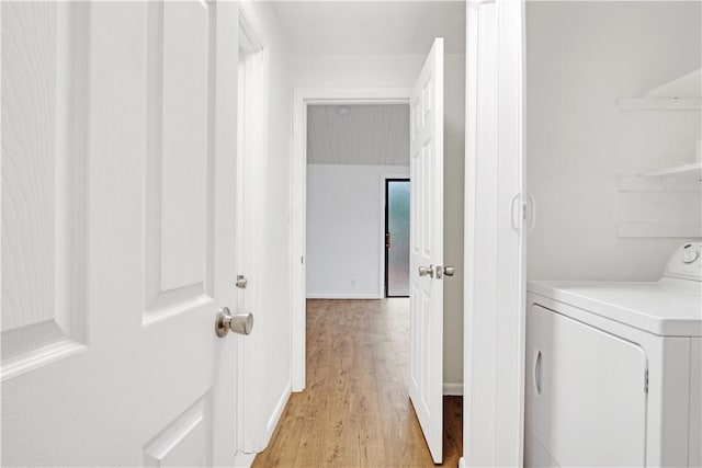 20 Holly Hill Ct, East Greenwich, RI 02818 - laundry room featuring baseboards, washer / dryer, and light wood finished floors