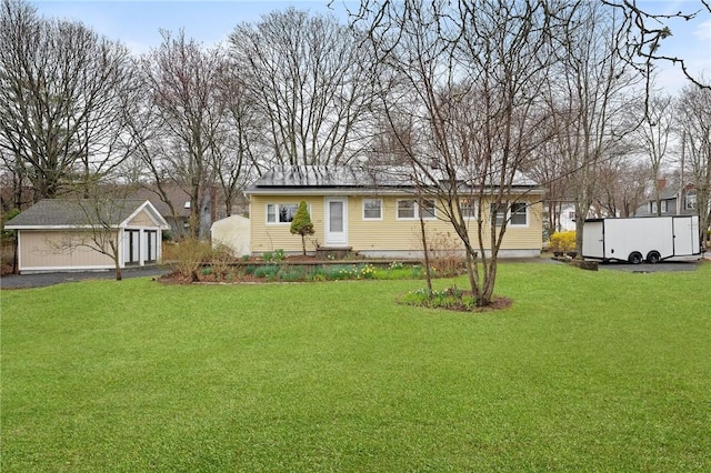 1737 Wampanoag Trl, Barrington, RI 02806 - single story home with a front yard and an outbuilding