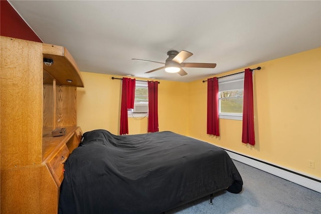 1737 Wampanoag Trl, Barrington, RI 02806 - bedroom featuring carpet floors, multiple windows, a baseboard radiator, and ceiling fan