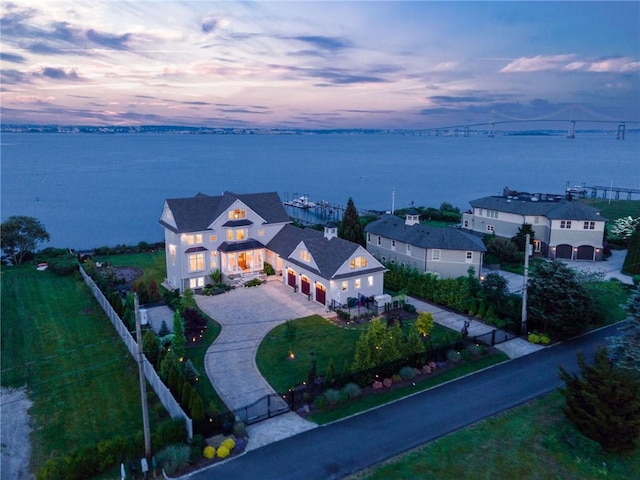 10 Coulter St, Jamestown, RI 02835 - aerial view at dusk of a water view and a notable bridge