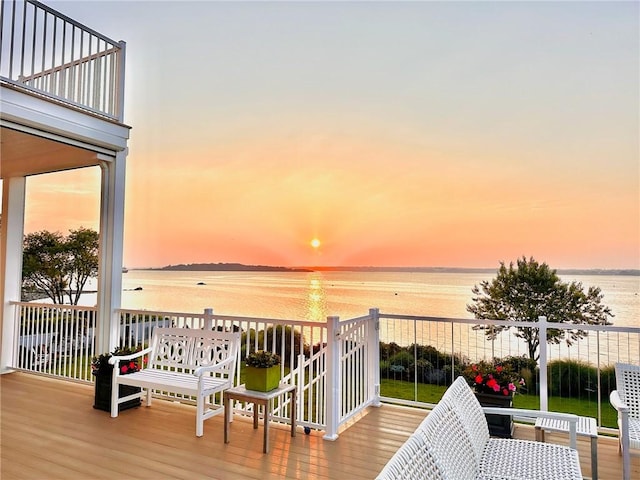 10 Coulter St, Jamestown, RI 02835 - deck at dusk with a water view