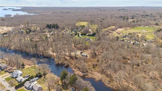 200 Pond St, South Kingstown, RI 02879 - birds eye view of property featuring a water view and a view of trees