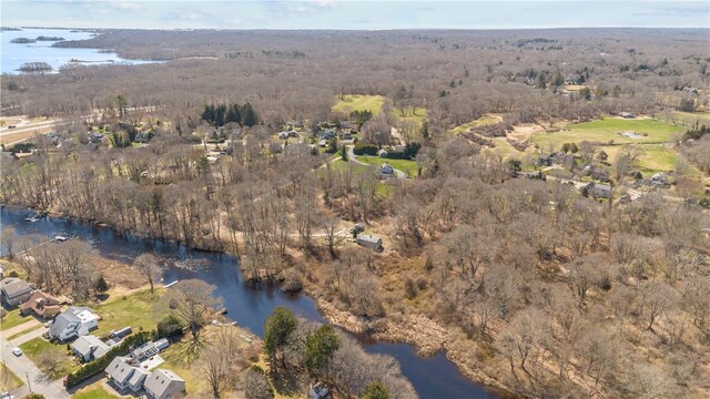200 Pond St, South Kingstown, RI 02879 - aerial view with a water view and a wooded view