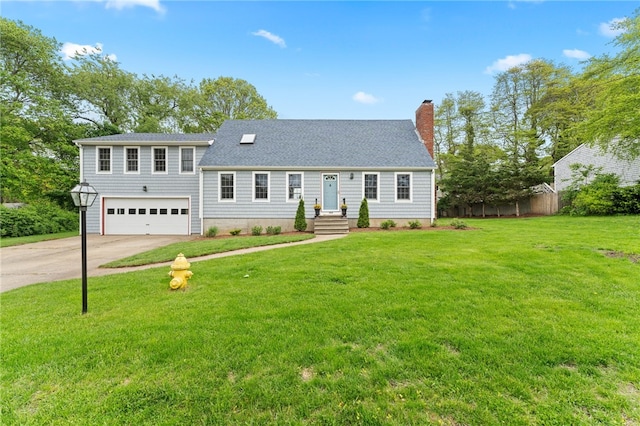 133 Old Pine Rd, Narragansett, RI 02882 - view of front of house featuring an attached garage, a chimney, concrete driveway, and a shingled roof