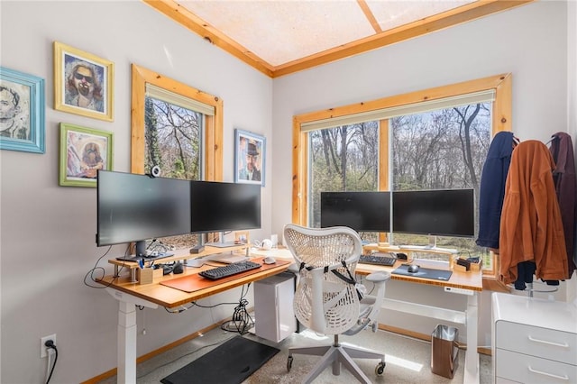 home office with baseboards
