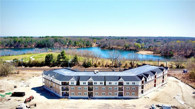 0 Greenwich Blvd Unit 102, East Greenwich, RI 02818 - drone / aerial view of a nearby body of water and a heavily wooded area