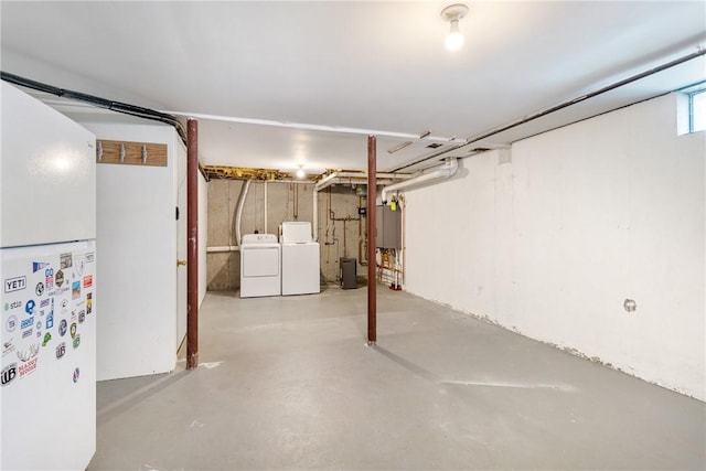 below grade area with separate washer and dryer