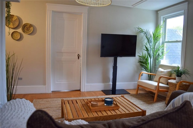 33 Almy St, Newport, RI 02840 - living room featuring baseboards and wood finished floors