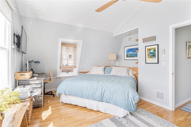 1597 Main Rd, Tiverton, RI 02878 - bedroom with ceiling fan, baseboards, wood finished floors, and visible vents