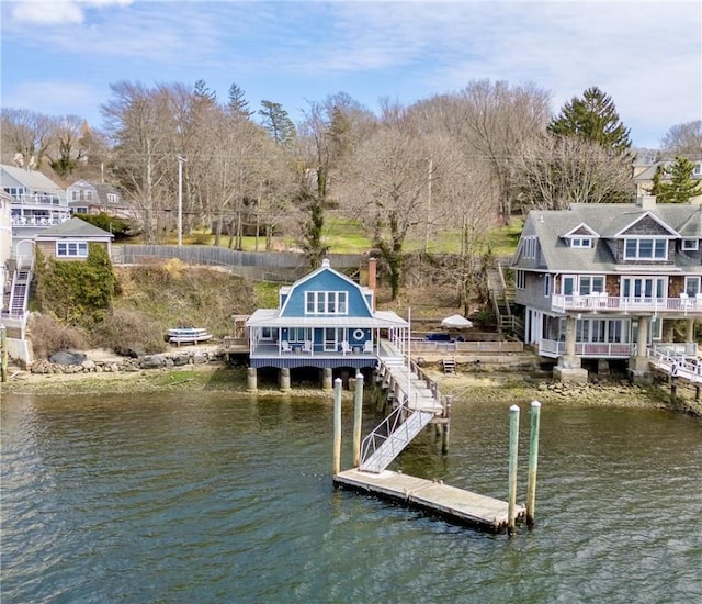 1597 Main Rd, Tiverton, RI 02878 - dock area featuring a deck with water view and stairway
