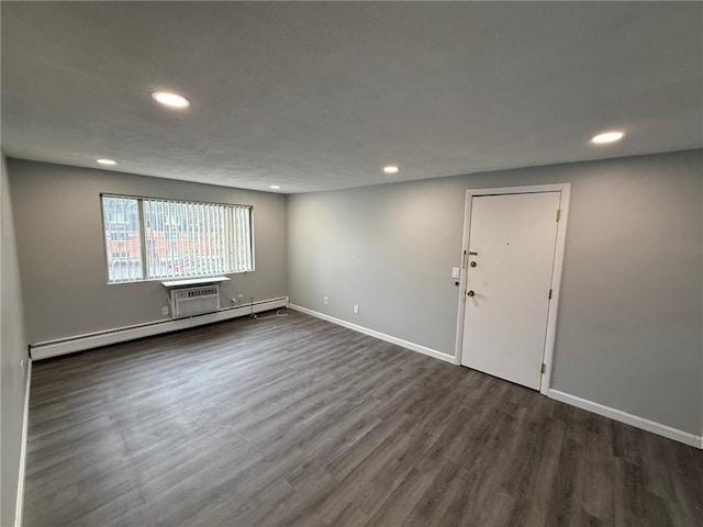 53 Urban Ave Unit 6, North Providence, RI 02904 - interior space with dark wood-type flooring, a baseboard radiator, recessed lighting, and baseboards