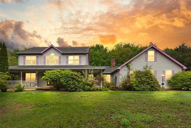 42 Connors Farm Dr, Smithfield, RI 02917 - view of front of property featuring covered porch and a lawn