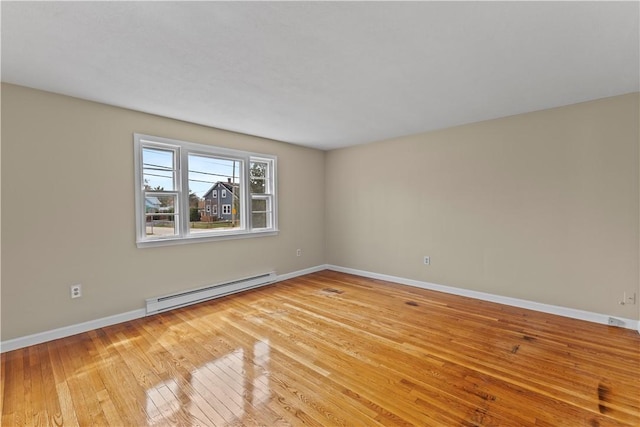 345 Post Rd, Warwick, RI 02888 - spare room with light wood-style flooring, a baseboard radiator, and baseboards