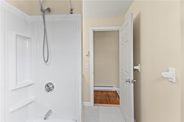 345 Post Rd, Warwick, RI 02888 - full bath with tile patterned floors, baseboard heating, and baseboards