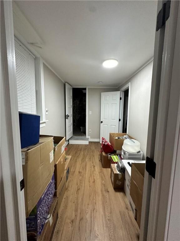 hallway featuring light wood-type flooring