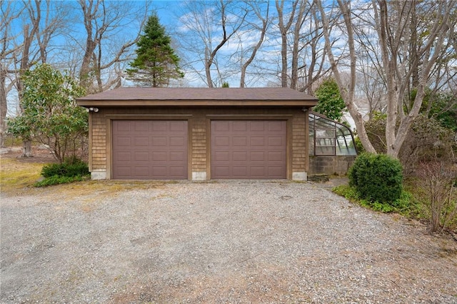 view of detached garage