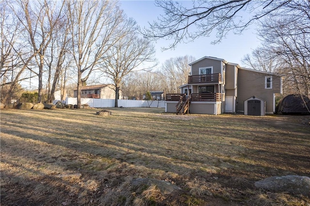 67 Highwood Dr, Coventry, RI 02816 - view of yard with fence, a deck, a shed, and stairs