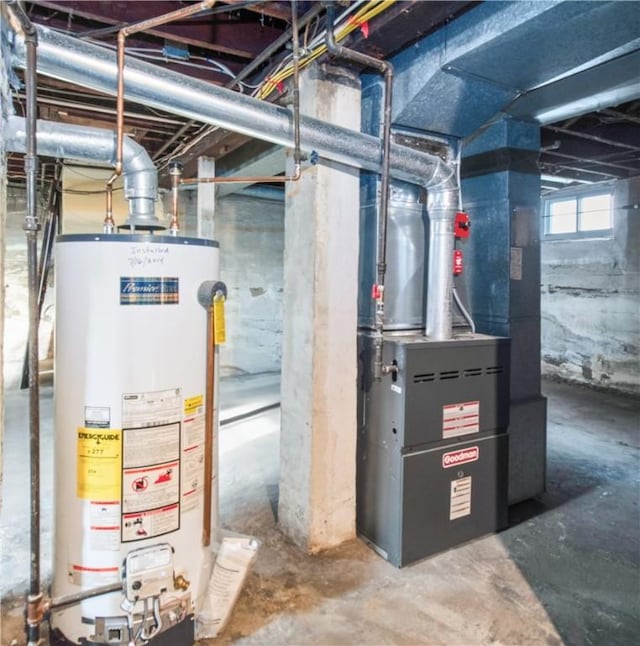 utilities featuring heating unit and water heater