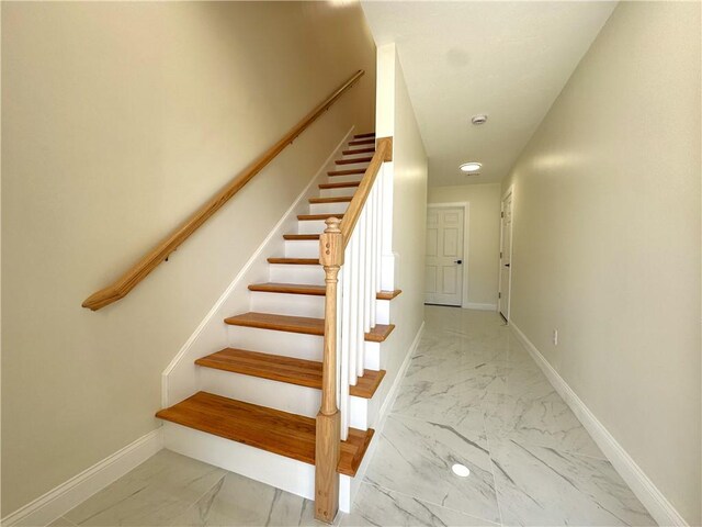 1404 Hunting Hill Dr, Cumberland, RI 02864 - stairs featuring marble finish floor and baseboards