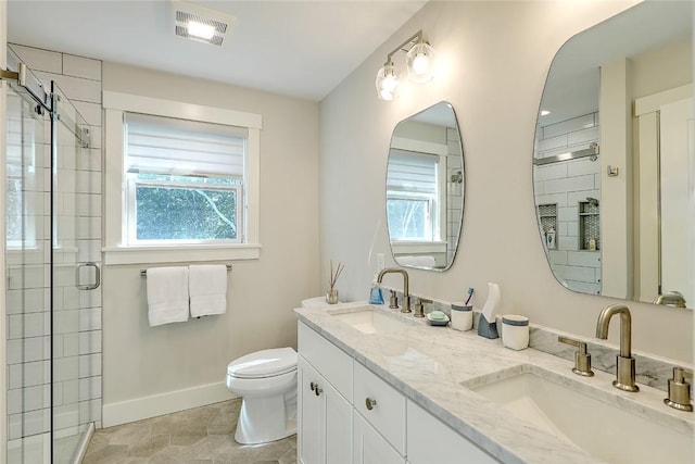 137 Rosebriar Ave, South Kingstown, RI 02879 - full bath featuring a sink, visible vents, toilet, and a shower stall