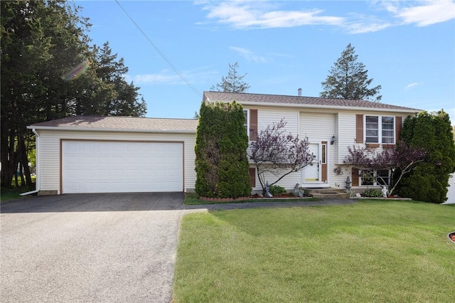 raised ranch with a front lawn